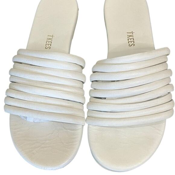 TKEES Caro Cream Leather Flat Sandals Size 9 - Picture 6 of 9